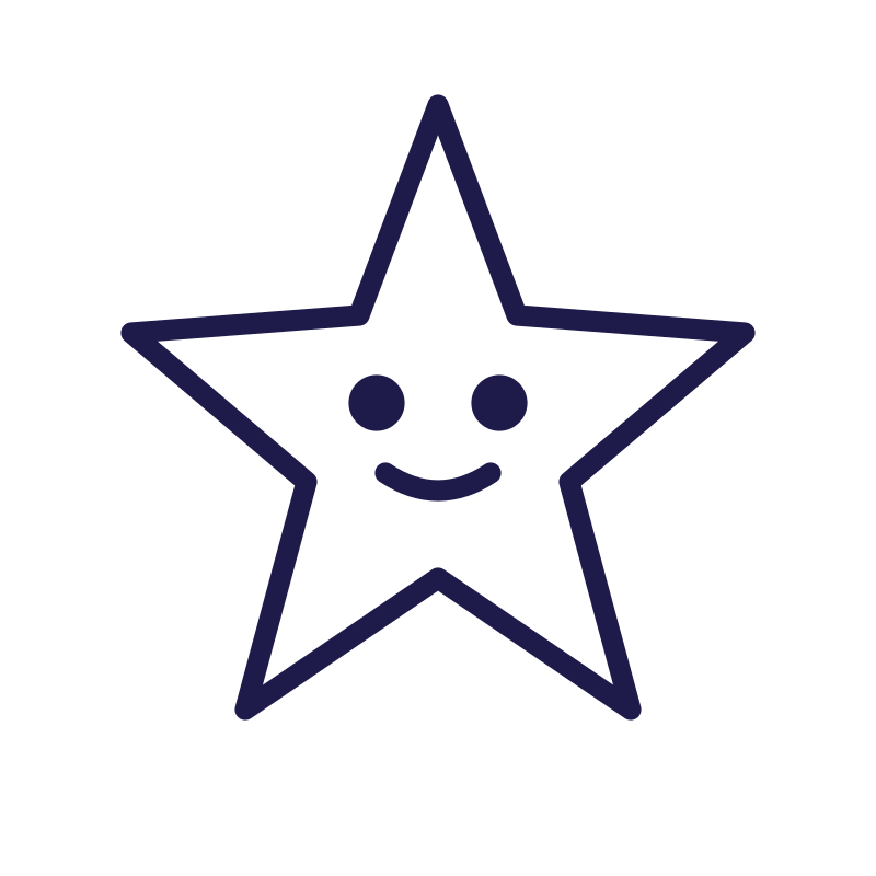 A happy cartoon star character