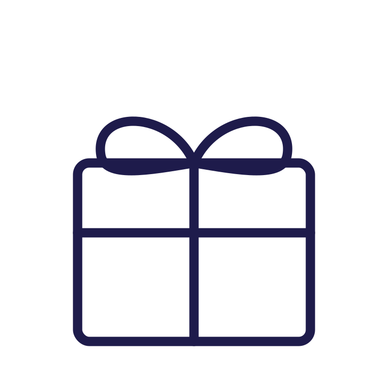 A wrapped gift box with a bow
